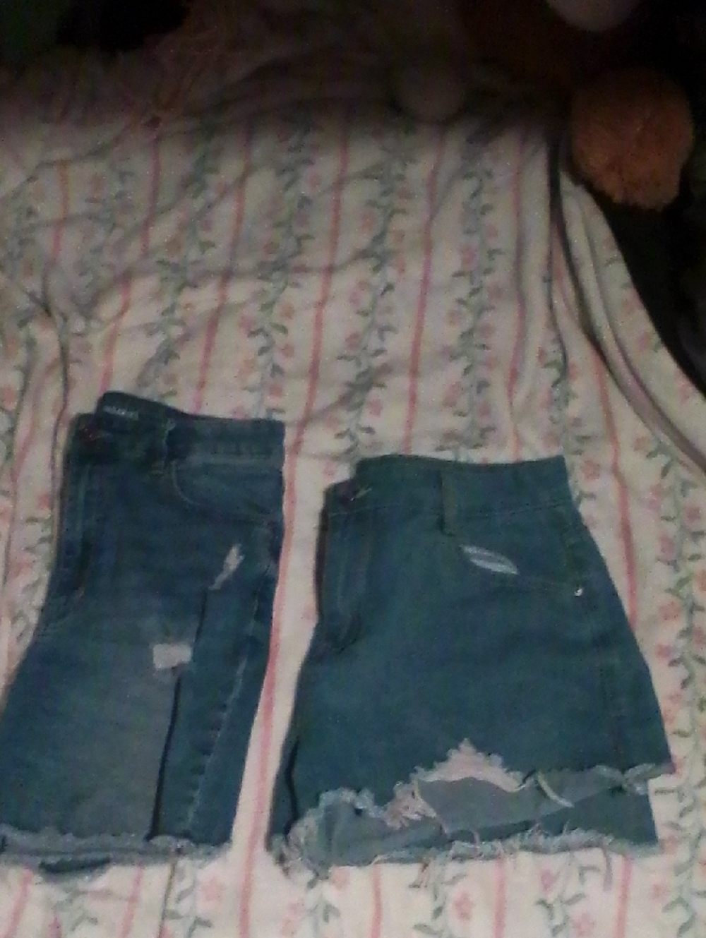 Set Of 2 Blue High-Rise Distressed Jean Shorts